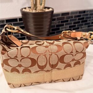 Coach Signature Shoulder Bag in Brown and Tan